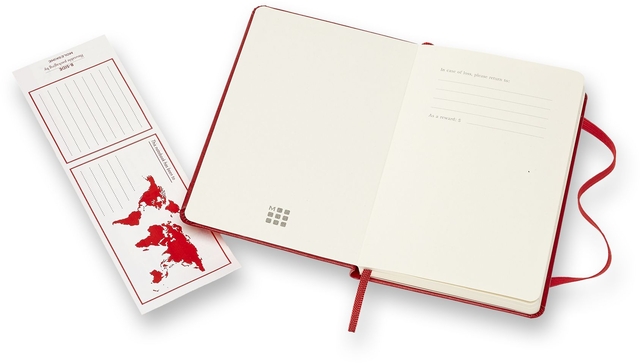 Notitieboek Moleskine pocket 90x140mm lijn hard cover rood