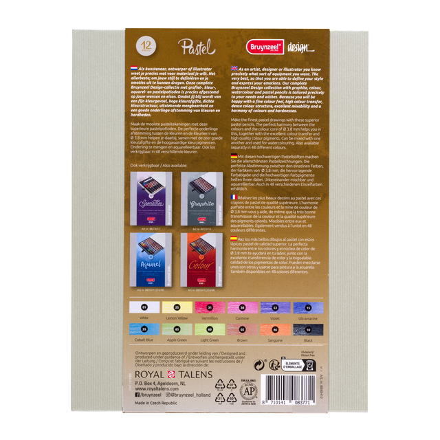 Pastelpotlood Bruynzeel Design met luxe bewaardoos assorti 12 stuks