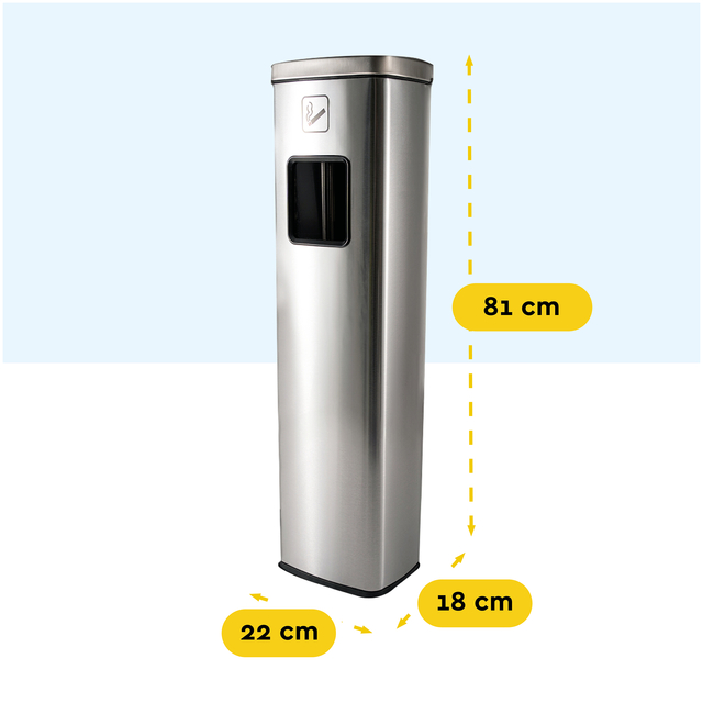 Afvalbak met asbak BRASQ 20 liter AT400 rvs
