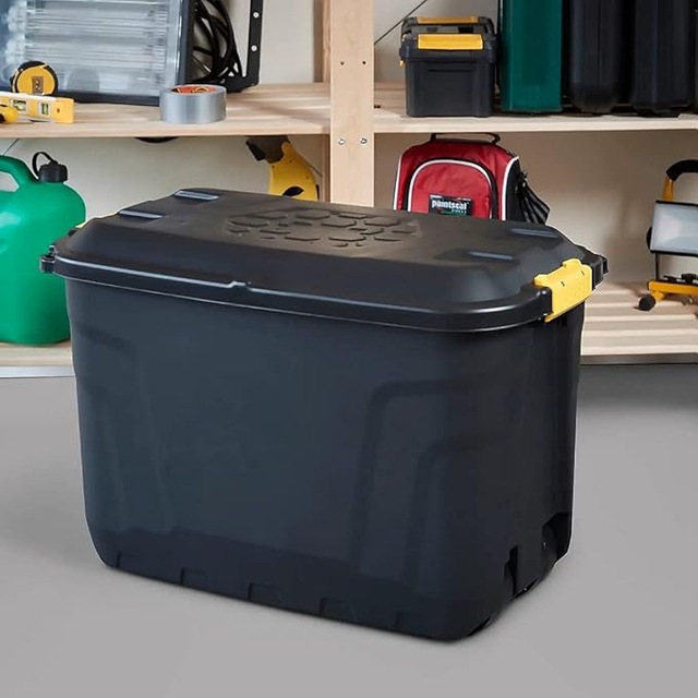 Opbergbox Bankers Box 110L met wielen robuust zwart