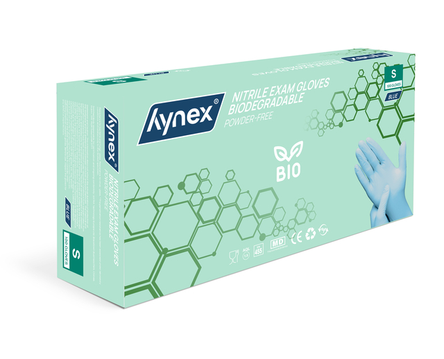 Handschoen Hynex nitril Bio S blauw 3.5gr 100 stuks