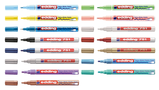 Paintmarker edding 751 op oliebasis 1-2mm zilver