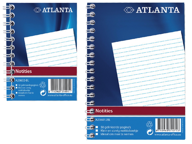 Notitieboek Djois Atlanta A7 lijn 100pagina's met zijspiraal