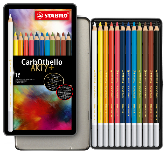 Kleurpotloden STABILO CarbOthello kalkpastel assorti blik à 12 stuks