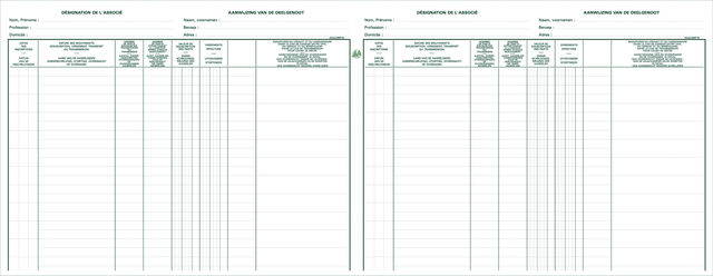 Register Piqure aandeelhouder BVBA/ SPRL 320x240mm 80vel groen