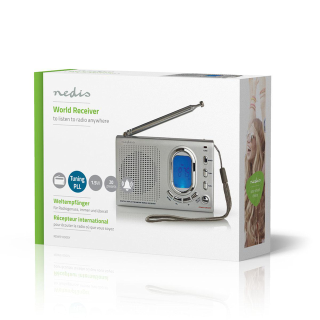 Wereldradio Nedis met wekker RDWR1000GY