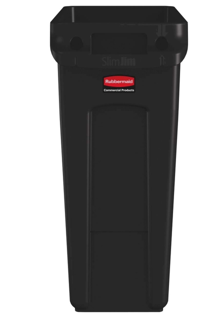 Afvalbak Rubbermaid Slim Jim Vented met luchtsleuven 60 liter bruin