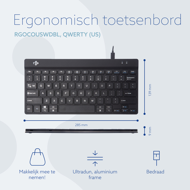 Toetsenbord R-Go Ergonomisch Compact Break QWERTY zwart