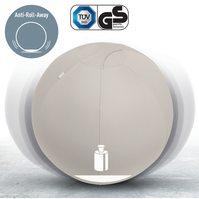Actieve zitbal Leitz Ergo 75cm anti-rol lichtgrijs