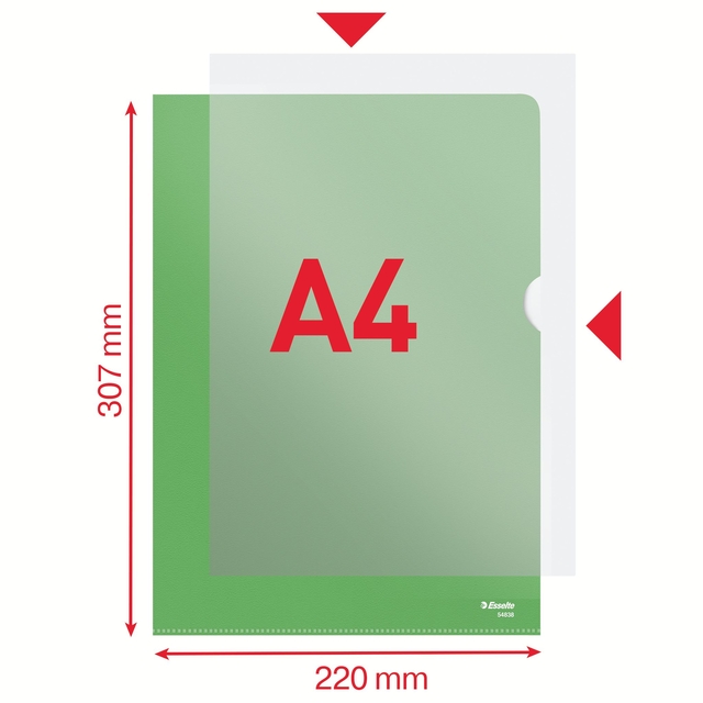 Insteekmap L-model Esselte standaard A4 0.11mm PP groen 100 stuks