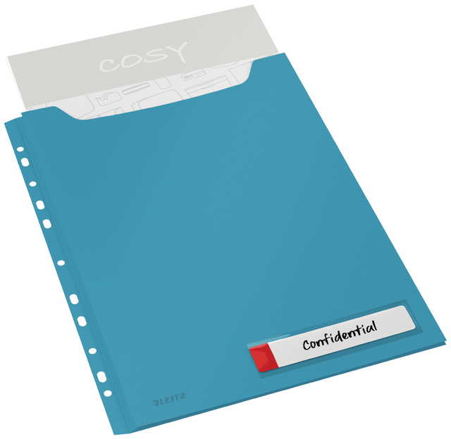 Insteekmap U-model Leitz Cosy harmonica A4 met perforatiestrip PP blauw