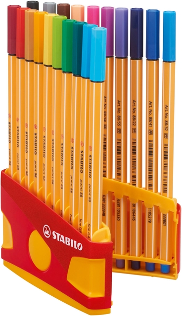 Fineliner STABILO point 88 ColorParade rollerset geel/rood F ass 20st