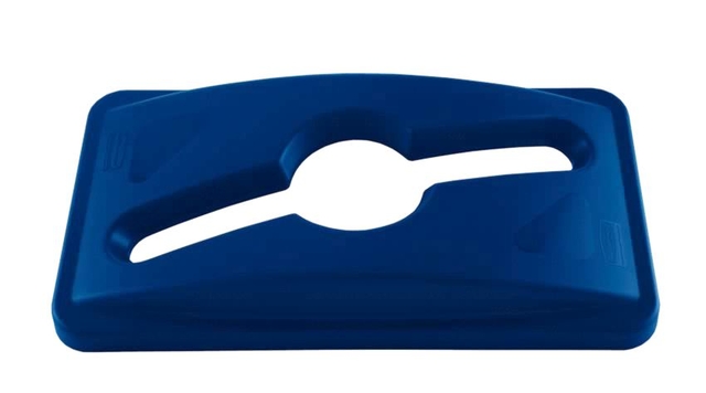 Deksel Rubbermaid Slim Jim Vented inwerpopening voor gemengde recycling blauw