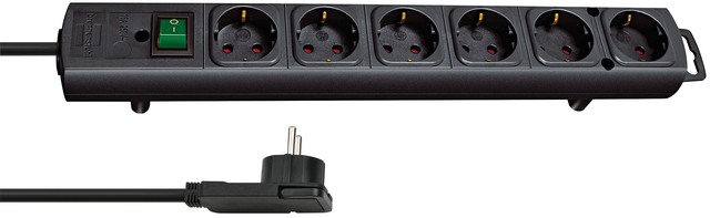 Stekkerdoos Brennenstuhl Comfort Plus 6vdig incl platte stekker 2m zw