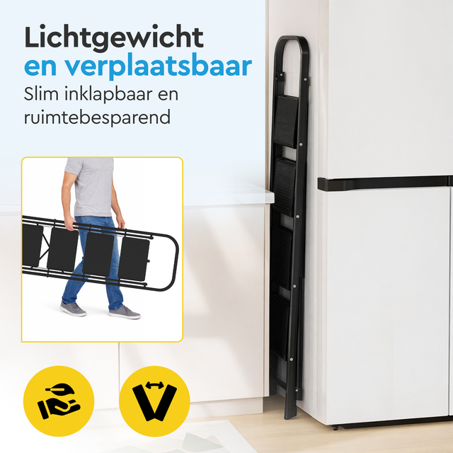 Huishoudtrap BRASQ 4 treden SLM400 zwart