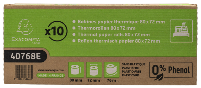Telrol Exacompta 80mmx76m kern Ø12mm thermisch fenolvrij