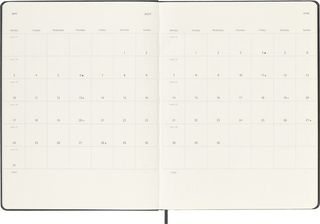 Agenda 2027 Moleskine 18M Planner Weekly 7dagen/1pagina xl hc black