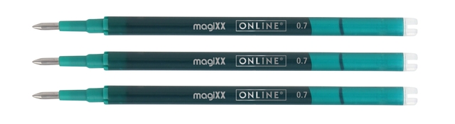 Gelschrijvervulling Online Magixx medium turquoise blister à 3 stuks