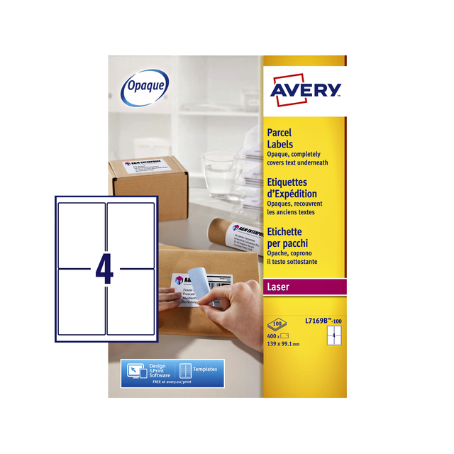 Etiket Avery L7169B-100 99.1x139mm blockout 400 stuks