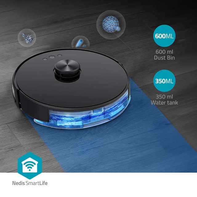 Robotstofzuiger Nedis Smartlife wifi laser 3-in-1 zwart