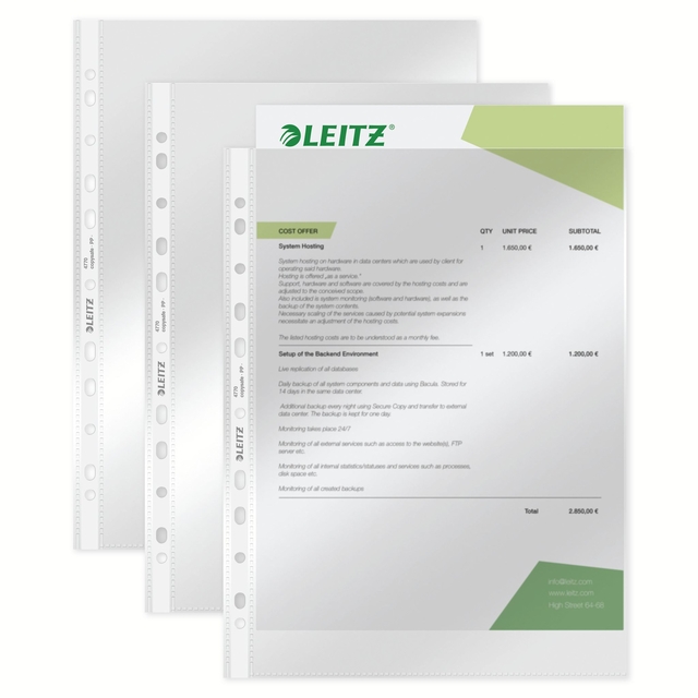 Showtas Leitz Premium standaard copy safe 0.08mm PP A4 transparant 100 stuks