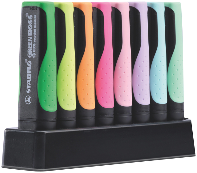 Markeerstift STABILO GREEN BOSS 6070/8 pastel assorti deskset à 8st