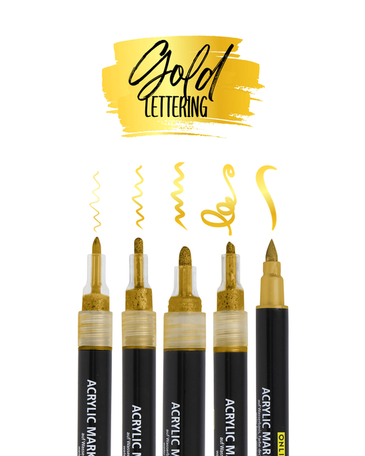 Acrylmarker Online lettering 5 breedtes goud