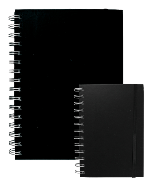 Notitieboek Quantore A5 spiraal lijn 192 pagina's 80gr zwart