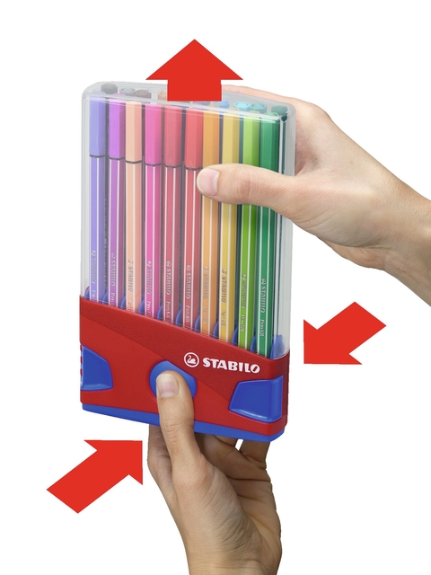 Viltstift STABILO Pen 68/20 ColorParade in rood/blauw etui M ass 20st
