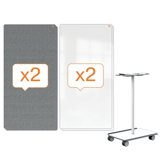 White- en Memobord systeem Nobo Move & Meet 90x180cm