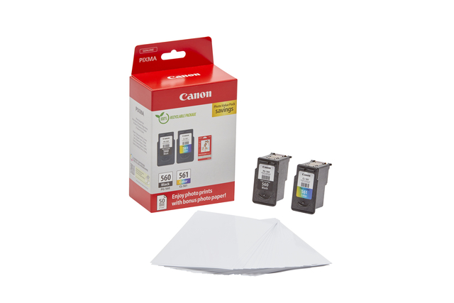 Inktcartridge Canon PG-560 CL-561 zw + kl + papier