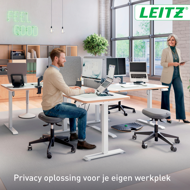 Bureauscherm Leitz in hoogte verstelbaar 70x80cm