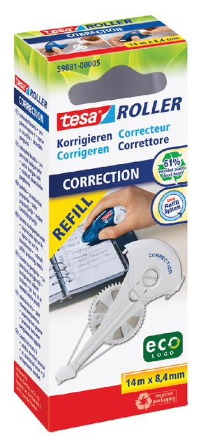 Correctietape navulling tesa® ecoLogo® 14mx8,4mm hangdoosje