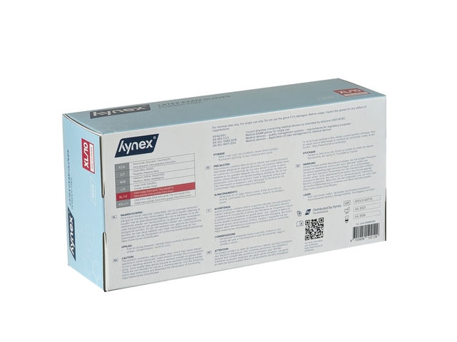 Handschoen Hynex latex XL wit 5gr 100 stuks