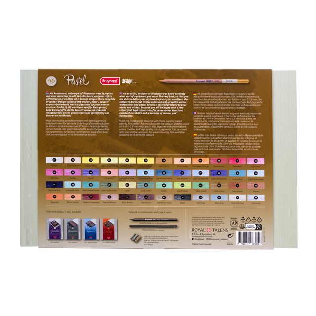 Pastelpotlood Bruynzeel Design met luxe bewaardoos assorti 48 stuks