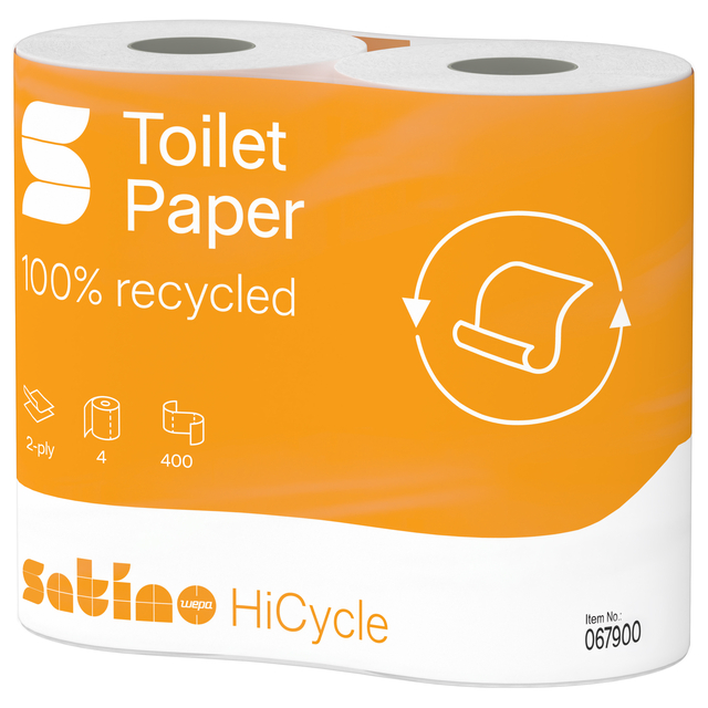 Toiletpapier Satino MT1 HiCycle 2-laags 4x400 vel wit 067900