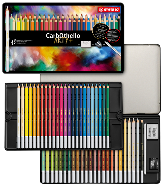 Kleurpotloden STABILO CarbOthello kalkpastel assorti blik à 48 stuks