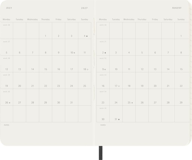 Agenda 2027 Moleskine 18M Planner Weekly 7dagen/1pagina pocket sc black