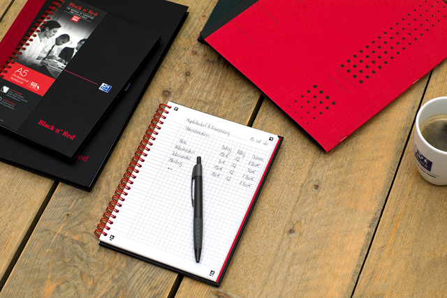 Notitieboek Oxford Black n' Red A4 96vel ruit 5mm