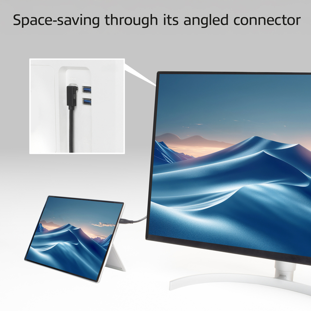 Kabel ACT USB-C standaard naar USB-C hoek boven/beneden 10Gbps 2m