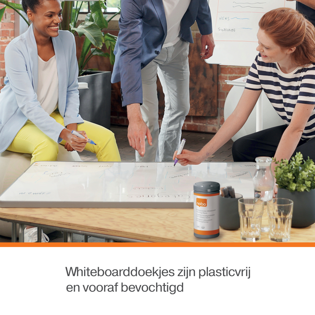 Whiteboardreinigingsdoekjes Nobo plasticvrij 100 stuks