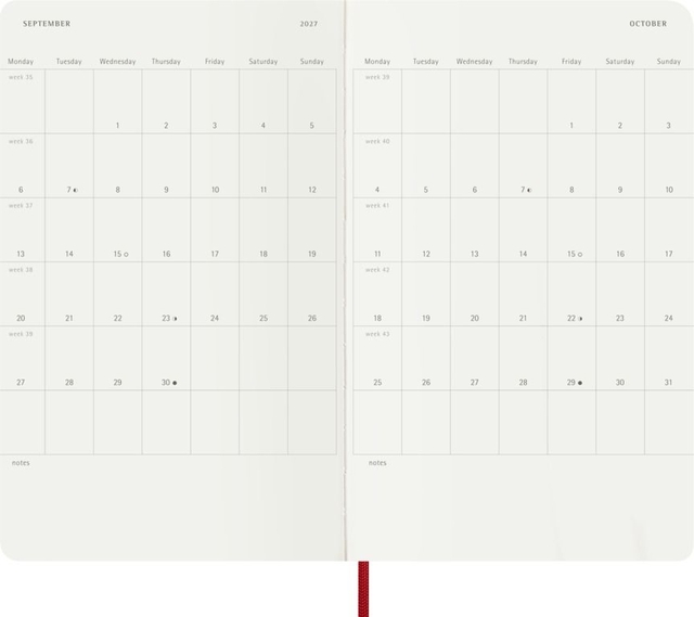 Agenda 2027 Moleskine 12M Planner Weekly 7dagen/1pagina large sc scarlet red