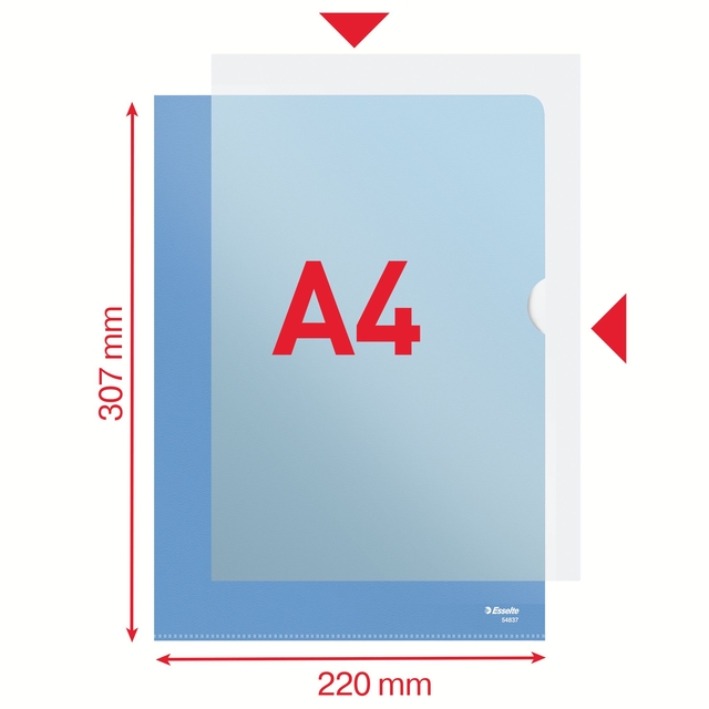 Insteekmap L-model Esselte standaard A4 0.11mm PP blauw 100 stuks
