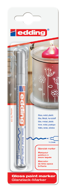 Paintmarker edding 751 op oliebasis 1-2mm zilver blister à 1 stuk