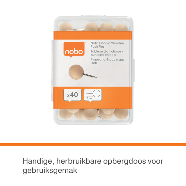 Punaises Nobo hout voor memobord 40 stuks