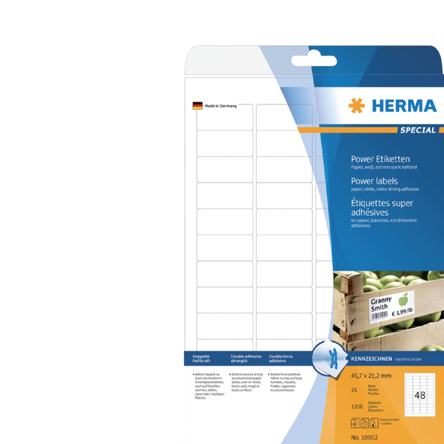 Etiket HERMA Power 10902 45.7x21.2mm wit 1200 stuks