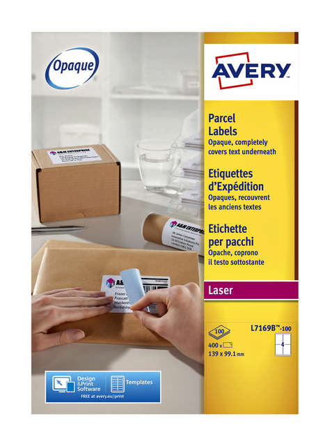 Etiket Avery L7169B-100 99.1x139mm blockout 400 stuks