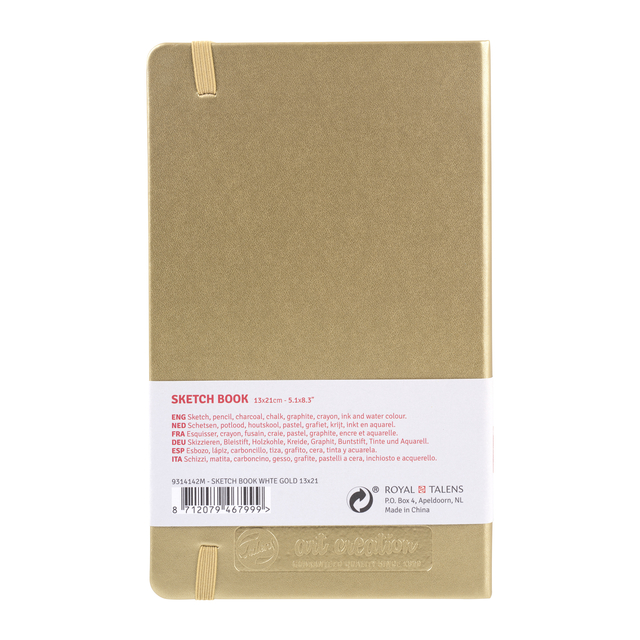 Schetsboek Talens Art Creation 80 witte vellen 140gr 130x210mm witgoud