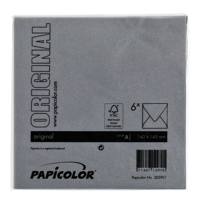 Envelop Papicolor 140x140mm ravenzwart pak à 6 stuks