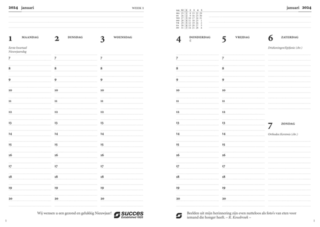 Agendavulling 2027 Succes Executive A5 7dagen/2pagina's